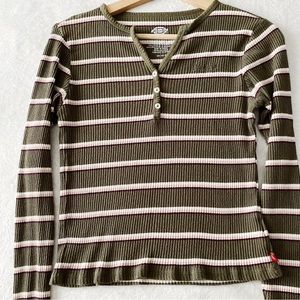 Dickies Stripe Long Sleeve Henley Top